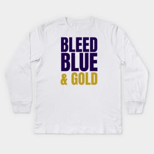 We Bleed Blue And Gold Kids Long Sleeve T-Shirt